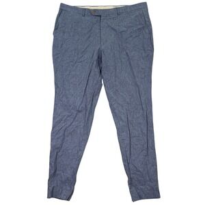 Joseph Abboud Mens 40x32 Skinny Fit Linen Cotton Pants Blue Summer Casual Adult